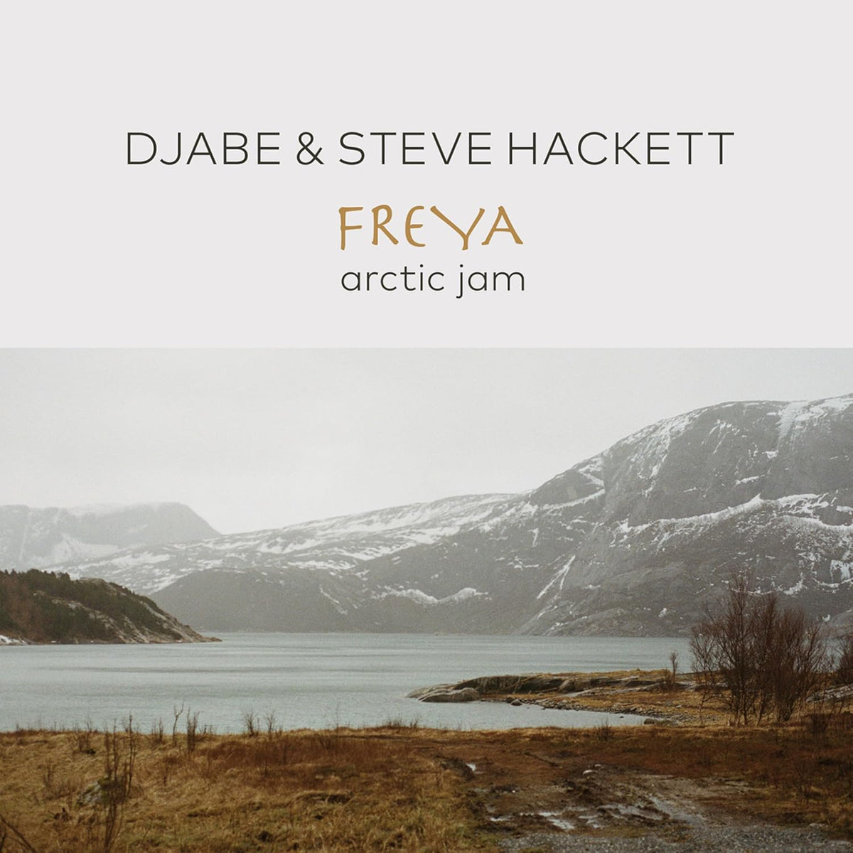Album cover with text Djabe & Steve Hackett Freya Arctic Jam over a snowy landscape.