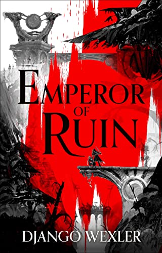 Book cover featuring a silhouetted figure on a bridge against a red background.