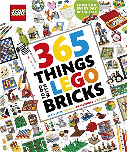 Book cover with colorful LEGO creations and bold title “365 Things to Do”.