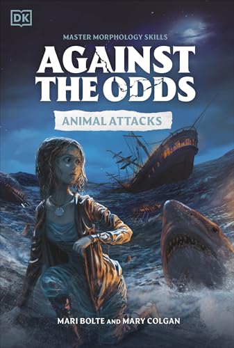 Book cover: “Against the Odds Animal Attacks” with shark and shipwreck imagery.