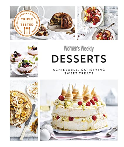 Cover of "Australian Women's Weekly Desserts" cookbook with various sweet treats.