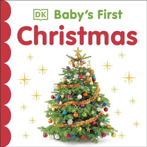 Book cover: "Baby's First Christmas" with a decorated Christmas tree.