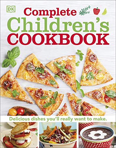 Cookbook cover with pizza slices and smaller images of kid-friendly food.