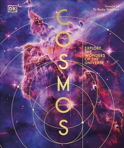 Book cover: "Cosmos" with a colorful nebula and golden text.