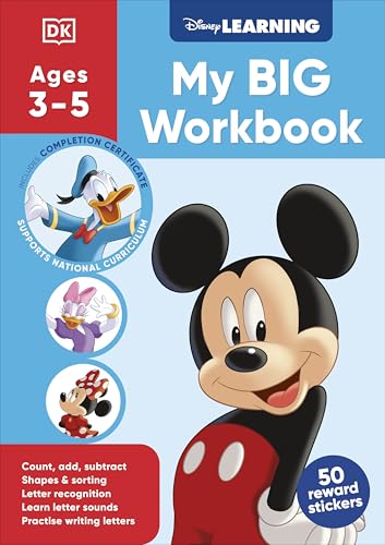 Disney Learning workbook for ages 3-5 featuring Mickey Mouse and friends.