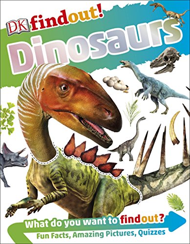 "Book cover featuring a dinosaur's head and body surrounded by other dinosaurs."