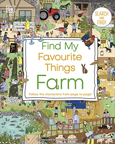 Children’s book cover depicting a busy, illustrated farm scene.