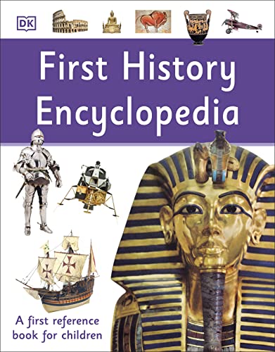 Book cover featuring historical images: pharaoh mask, knight, ship, and more.