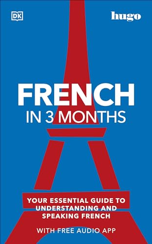 Book cover: "French in 3 Months" with an Eiffel Tower graphic.