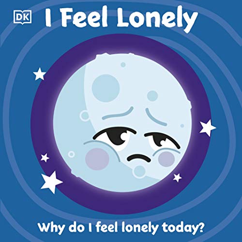 Book cover with a sad, blue moon face and white stars.