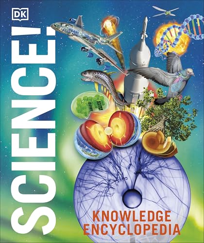 Book cover: “Knowledge Encyclopedia Science,” featuring diverse scientific imagery.