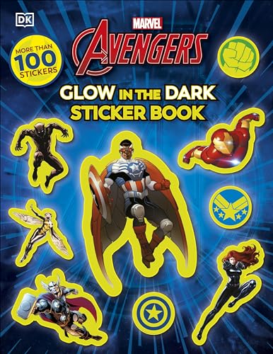 Marvel Avengers sticker book cover featuring Iron Man, Captain America, and Black Panther.