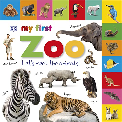 Children's zoo book cover featuring various animals and a zookeeper.
