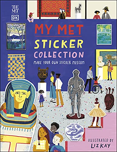 Book cover with illustrated artwork of museum pieces and visitors.