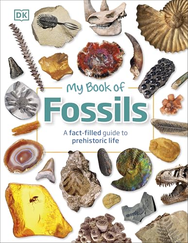 Book cover displaying various fossils, including shells, teeth, and a dinosaur skull.