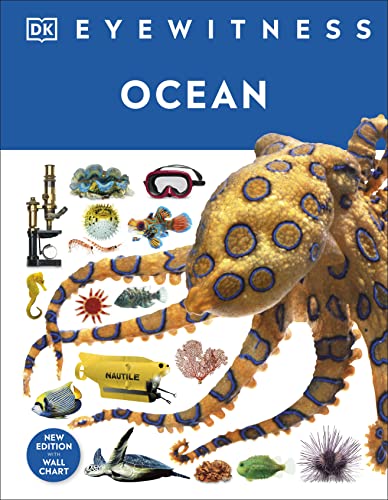 DK Eyewitness Ocean book cover with octopus and marine life imagery.