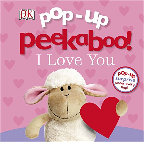 The image depicts a children's book cover featuring a stuffed sheep holding a red heart.