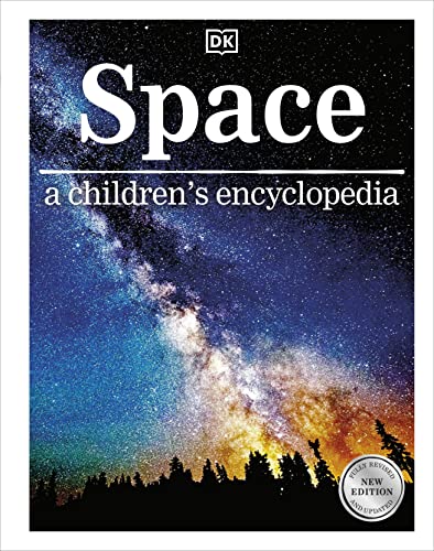 Book cover: "Space" encyclopedia with a colorful galaxy image.