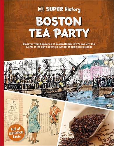 Book cover depicting the Boston Tea Party with ships, people, and tea.