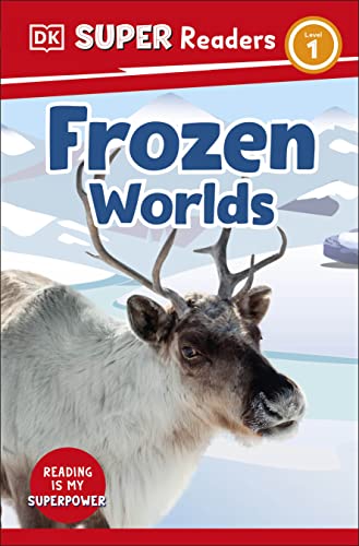 Book cover: "Frozen Worlds" with a reindeer and snowy landscape.