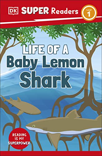 Book cover depicting baby lemon sharks swimming amongst mangrove roots.