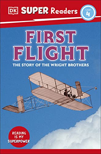 Book cover: “First Flight” featuring a vintage airplane and blue sky.
