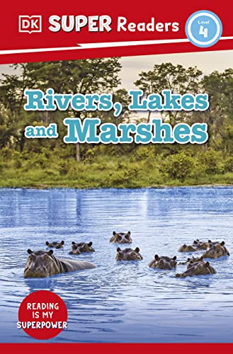 Book cover featuring hippos in water with title “Rivers, Lakes and Marshes”.
