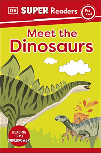 Book cover: "Meet the Dinosaurs" with a Brachiosaurus and smaller dinosaur.