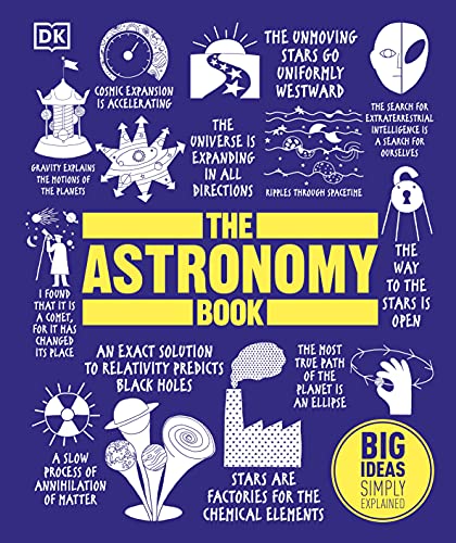 Book cover with colorful illustrations of astronomical concepts and text.