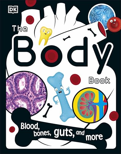 Book cover: "The Body Book" with illustrated organs and skeletal parts.