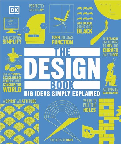 Book cover with bold yellow design elements on a blue background, titled “The Design Book.”