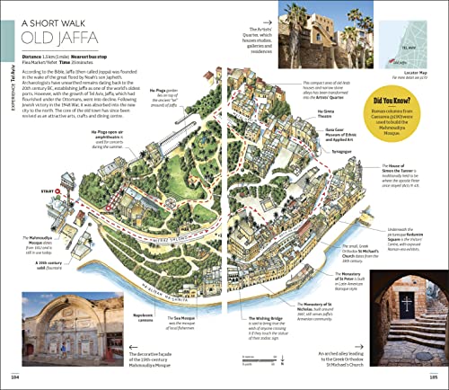 Open book page displaying a detailed illustrated map of Old Jaffa, Israel.