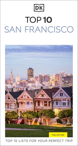 DK Top 10 San Francisco guidebook featuring colorful Victorian houses and skyline.