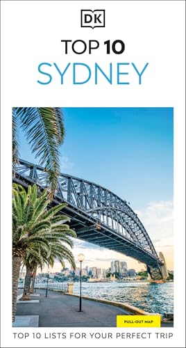 DK “Top 10 Sydney” guidebook featuring the Harbour Bridge and palm trees.