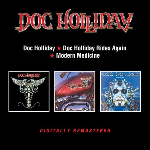 CD cover for Doc Holliday’s albums with motorcycle and skull imagery.