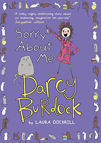 Book cover: "Sorry About Me" by Laura Dockrill, featuring a girl and cats.