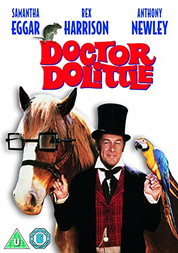 Doctor Dolittle DVD cover featuring Rex Harrison, a horse with glasses, and a parrot.