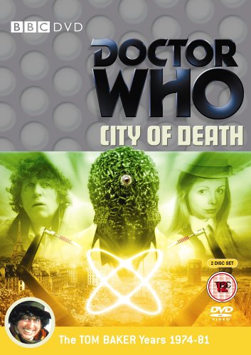 Doctor Who City of Death DVD cover featuring Tom Baker and a green alien.