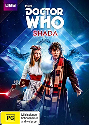 "Doctor Who: Shada" Blu-ray cover featuring the Doctor and a companion against a blue background.