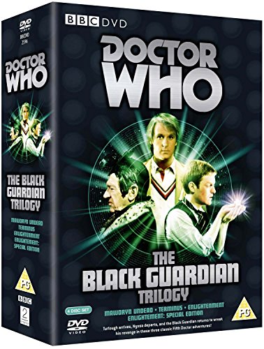 DVD cover for “Doctor Who: The Black Guardian Trilogy” featuring Fourth Doctor.