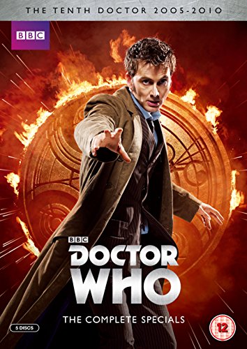 Doctor Who DVD cover featuring David Tennant and a fiery backdrop.