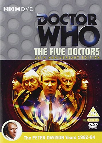 DVD cover for "Doctor Who: The Five Doctors" featuring five actors' faces in a circle.