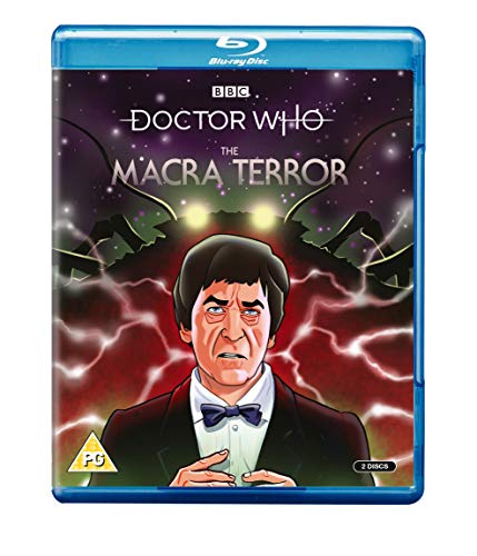 Blu-ray cover art for Doctor Who The Macra Terror featuring an illustrated Second Doctor.