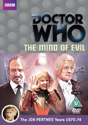 DVD cover for "Doctor Who: The Mind of Evil" featuring three characters.