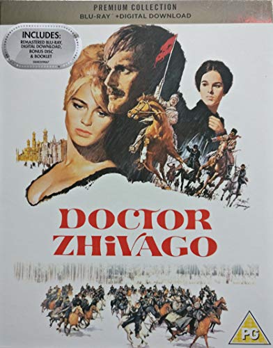 “Doctor Zhivago” Blu-ray cover featuring romantic figures and a battlefield scene.