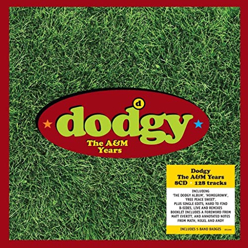 CD cover featuring a grass background, a red oval logo, and a yellow information box.