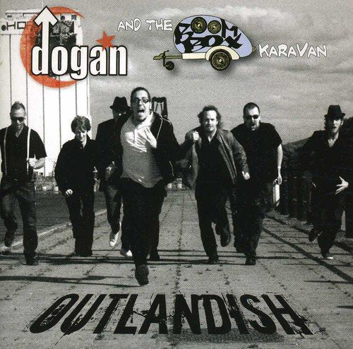 CD cover for Dogan Mehmet’s “Outlandish” featuring a group running toward the viewer.
