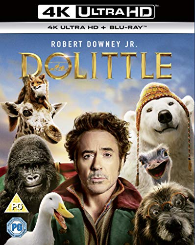Dolittle Blu-ray cover featuring Robert Downey Jr. with animated animals.