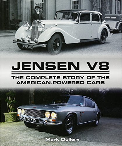 Book cover featuring two Jensen V8 cars, one vintage, one modern.