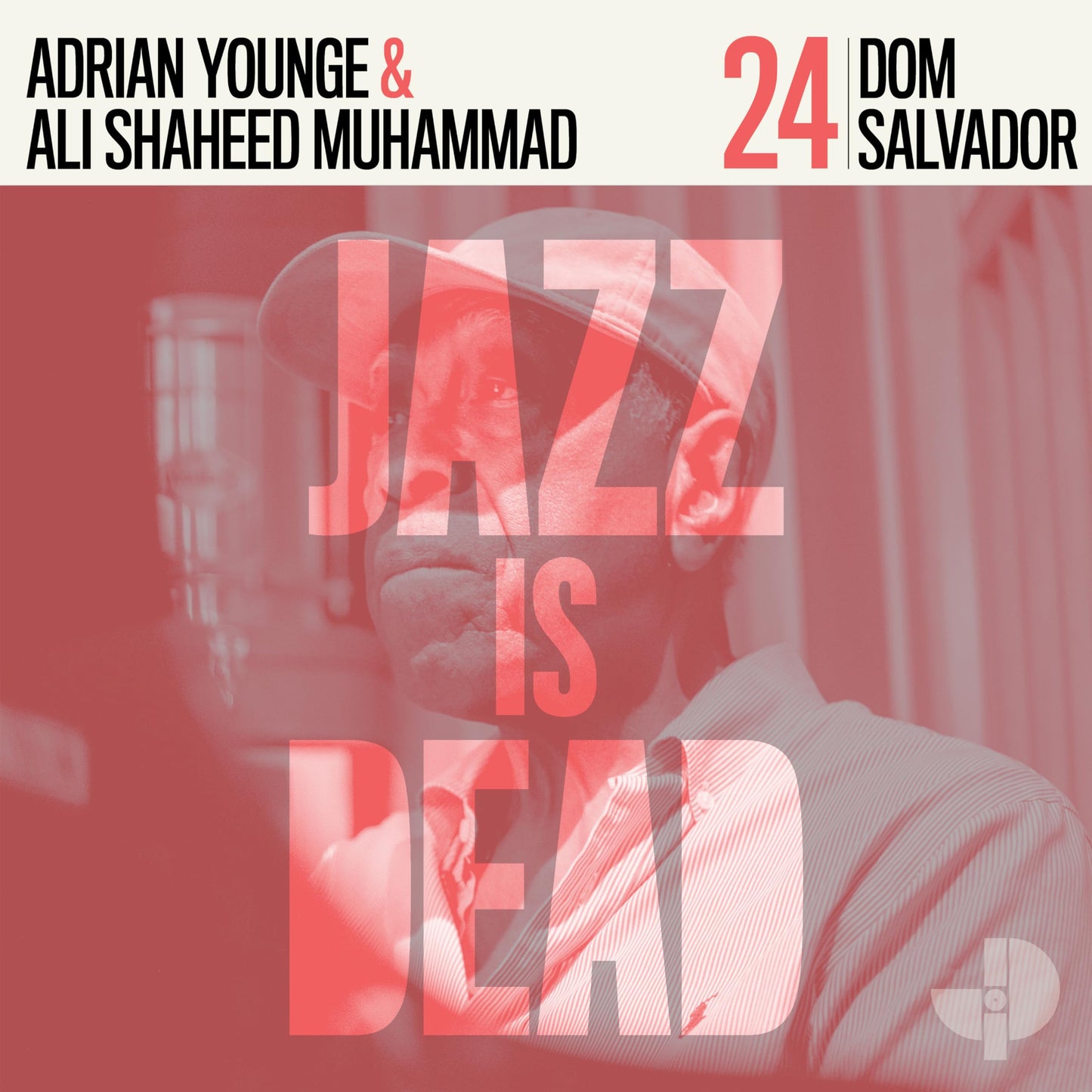 Red album cover featuring a portrait and bold text: "Jazz Is Dead".